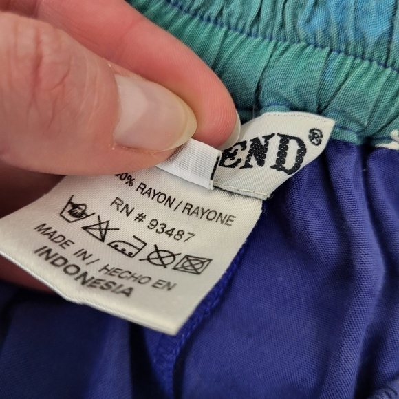 2 pc. Lounge set rayon turquoise pant set colour block straight leg - Picture 7 of 15